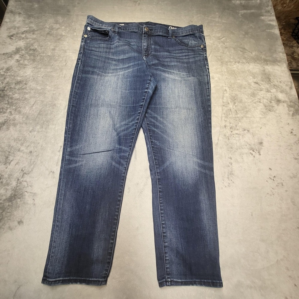 Gap Jeans Womens 33 Blue Girlfriend Straight Relaxed Stretch Medium Wash Denim